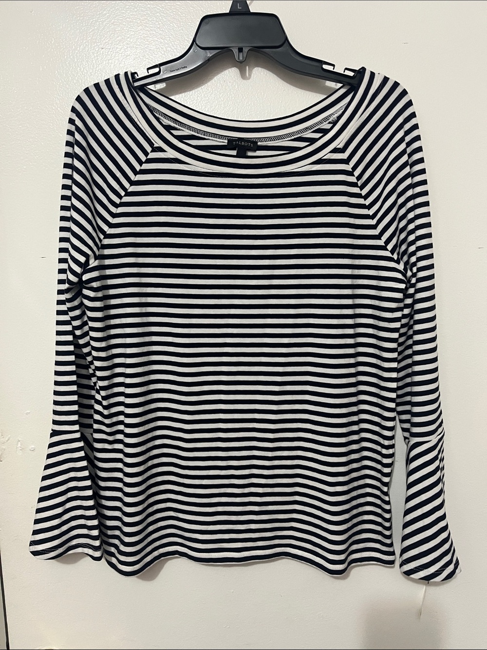 Talbots Black and White Striped Long-Sleeve Tee